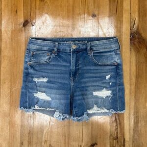 American Eagle Outfitters Blue Distressed Jean Shorts